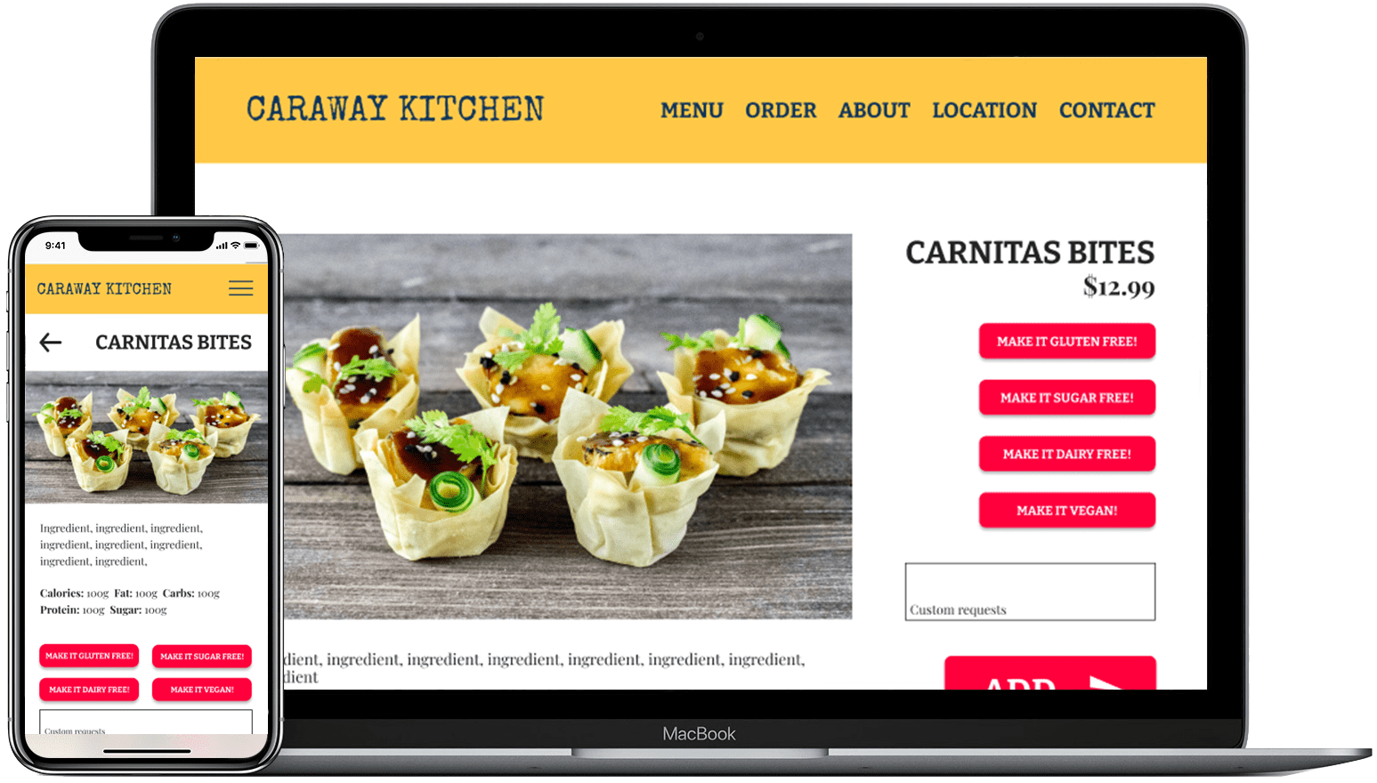Caraway Kitchen Website Mockup